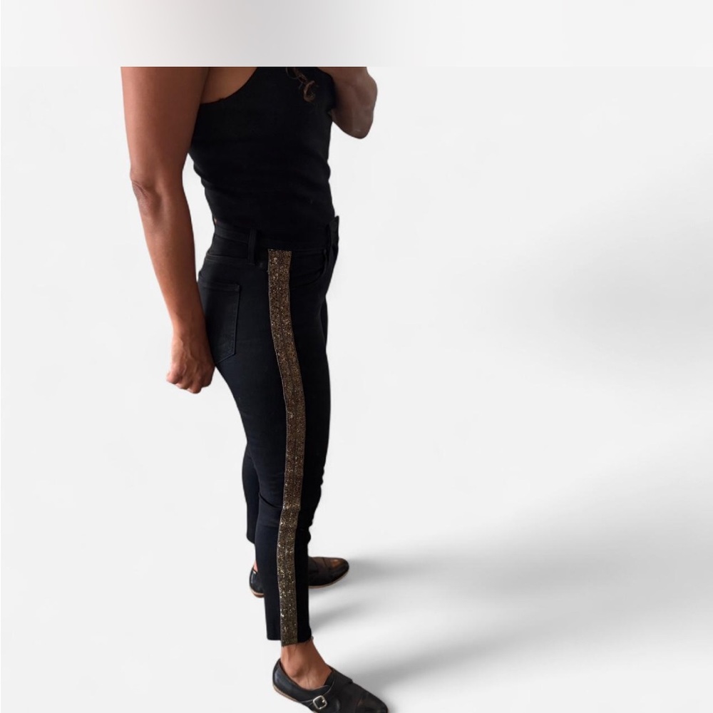 Black Pants with Gold Stripe